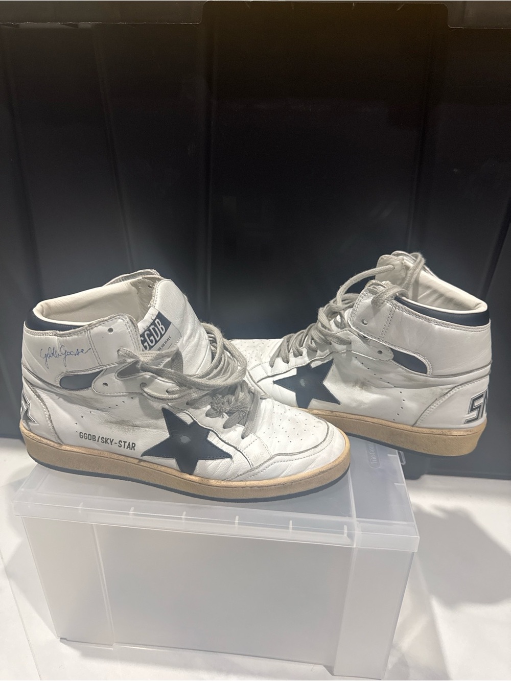 Golden Goose White High-Top Sneakers with Black Star